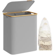 Songmics szennyeskosár fedéllel 130L, 2 rekeszes nagyméretű szennyes tartó, szürke bútor