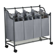 Songmics Szennyeskosár görgokkel, 4 kivehető táskával, mosodai kocsi, stabil, 4 x 35L bútor