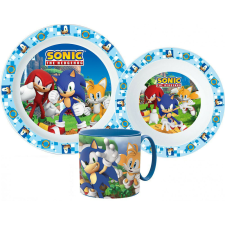 Sonic a sündisznó étkészlet, micro műanyag szett bögrével 265 ml babaétkészlet