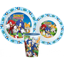 Sonic, a sündisznó étkészlet, micro műanyag szett, pohárral 260 ml babaétkészlet