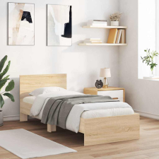 sonoma tölgy színű fejtámlás ágykeret matrac nélkül 90 x 200 cm ágy és ágykellék