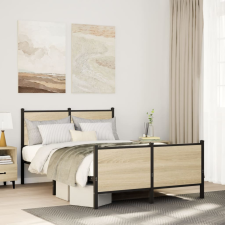sonoma tölgy színű fém ágykeret matrac nélkül 120 x 200 cm ágy és ágykellék