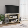  Sonoma tölgy színű szerelt fa TV-szekrény görgőkkel 80x40x45 cm