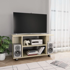  Sonoma tölgy színű szerelt fa TV-szekrény görgőkkel 80x40x45 cm bútor