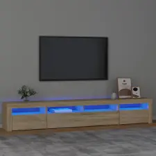  Sonoma tölgy színű TV-szekrény LED-lámpákkal 240x35x40 cm bútor