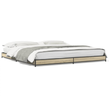  sonoma tölgyszínű szerelt fa és fém ágykeret 180 x 200 cm ágy és ágykellék