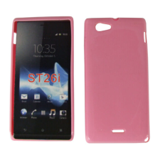 Sony Xperia J ST26i, Szilikon tok, S-Case, rózsaszín tok és táska