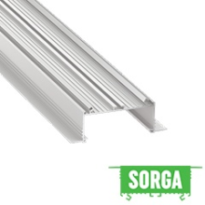  SORGA - Aluminium U profil LED szalagos világításhoz 118x44mm, gipszkartonba süllyeszthető, opál PMMA burával gipszkarton és álmenyezet