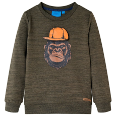  Sötét khaki melange gyerek pulóver 140