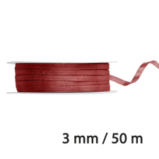 Sötét vörös szaténszalag - 3 mm x 50 méter szalag, masni
