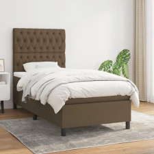  sötétbarna szövet rugós ágy matraccal 90 x 190 cm ágy és ágykellék