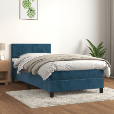  sötétkék bársony rugós ágy matraccal 80 x 200 cm ágy és ágykellék