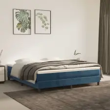  Sötétkék bársony rugós ágykeret 160x200 cm ágy és ágykellék