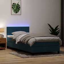  sötétkék bársony rugós és LED-es ágy matraccal 80x210 cm ágy és ágykellék