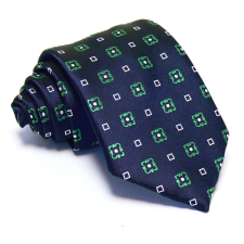  Sötétkék nyakkendő - fehér-zöld mintás nyakkendő