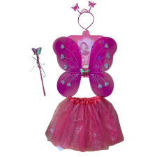  Sötétrózsaszín pillangó jelmez tüll szoknyával, 4 részes jelmez