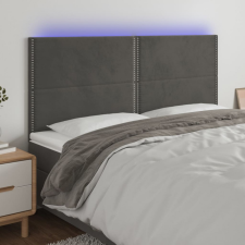  sötétszürke bársony LED-es fejtámla 200x5x118/128 cm ágy és ágykellék