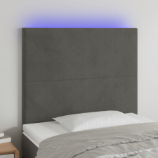  Sötétszürke bársony LED-es fejtámla 90x5x118/128 cm ágy és ágykellék