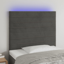  Sötétszürke bársony LED-es fejtámla 90x5x118/128 cm ágy és ágykellék