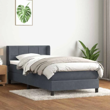  sötétszürke bársony rugós ágy matraccal 90x220 cm ágy és ágykellék