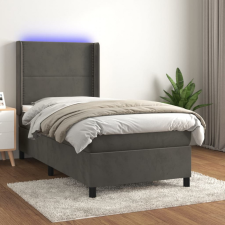  Sötétszürke bársony rugós és LED-es ágy matraccal 90x190 cm ágy és ágykellék