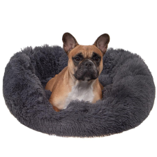  Sötétszürke, extrapuha,szőrös kisállatfekhely - 80 cm szállítóbox, fekhely kutyáknak