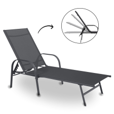  Sötétszürke kerti napozóágy, 195x69x94 cm, acél és textil anyagból kerti bútor