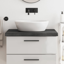  sötétszürke kezelt tömör fa fürdőszobai pult 80x50x6 cm építőanyag