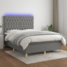  sötétszürke szövet rugós és LED-es ágy matraccal 140x190 cm ágy és ágykellék