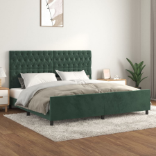 sötétzöld bársony ágykeret fejtámlával 200 x 200 cm ágy és ágykellék