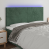 sötétzöld bársony LED-es fejtámla 180x5x118/128 cm