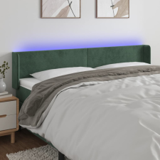  sötétzöld bársony LED-es fejtámla 183 x 16 x 78/88 cm ágy és ágykellék