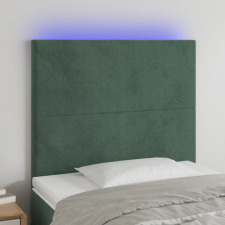  sötétzöld bársony LED-es fejtámla 90x5x118/128 cm ágy és ágykellék