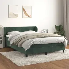  sötétzöld bársony rugós ágy matraccal 140x190 cm ágy és ágykellék