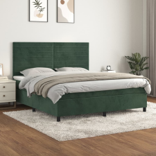  sötétzöld bársony rugós ágy matraccal 180x200 cm ágy és ágykellék