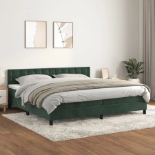  sötétzöld bársony rugós ágy matraccal 200x200 cm ágy és ágykellék