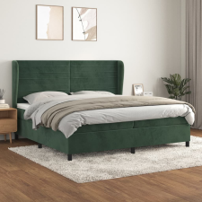 sötétzöld bársony rugós ágy matraccal 200x200 cm ágy és ágykellék