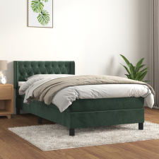  sötétzöld bársony rugós ágy matraccal 90 x 200 cm ágy és ágykellék