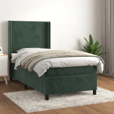  sötétzöld bársony rugós ágy matraccal 90 x 200 cm ágy és ágykellék