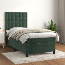  sötétzöld bársony rugós ágy matraccal 90x190 cm ágy és ágykellék
