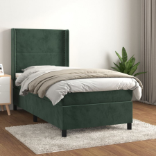  Sötétzöld bársony rugós ágy matraccal 90x190 cm ágy és ágykellék