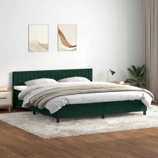  sötétzöld bársony rugós és LED-es ágy matraccal 180x220 cm ágy és ágykellék