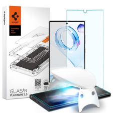 Spigen AGL05944 Samsung Galaxy S23 Ultra Spigen GlastR Platinum 2.0 edzett üveg képernyővédő fólia, felhelyezést segítő kerettel, átlátszó mobiltelefon kellék