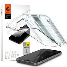 Spigen AGL06888 Apple iPhone 15 Plus Spigen GlastR EZ Fit HD edzett üveg képernyővédő fólia, felhelyezést segítő kerettel, fekete mobiltelefon kellék