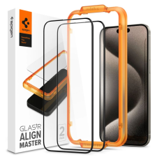 Spigen AlignMaster GLAS.tR iPhone 15 Pro Max kijelzővédő fekete kerettel (AGL06875) (AGL06875) mobiltelefon kellék