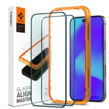 Spigen Alm Glass.Tr 2x üvegfólia iPhone 14 Pro, fekete mobiltelefon kellék