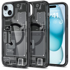 Spigen Apple iPhone 15, Műanyag hátlap védőtok + szilikon keret, Magsafe töltővel kompatibilis, iPhone belső minta, Spigen Ultra Hybrid Zero One Mag, átlátszó/füst tok és táska