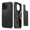 Spigen Apple iPhone 15 Pro mag armor telefonvédő (közepesen ütésálló, Apple magsafe kompatibilis, csíkos minta) fekete