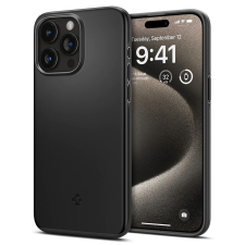 Spigen Apple iPhone 15 Pro Max, Műanyag hátlap védőtok, Spigen Thin Fit, fekete tok és táska