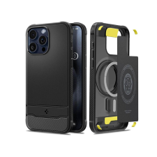 Spigen Apple iPhone 15 Pro ütésálló hátlap - Spigen Rugged Armor MagSafe - fekete tok és táska